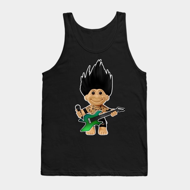 Punk rock troll with black hair Iroquois with guitar and microphone Tank Top by Meakm